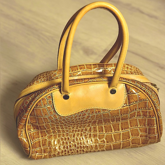 BEVERLY FELDMAN Rare Vintage Y2K Leather Crocodile Print Pocketbook Women’s OS - Picture 3 of 14